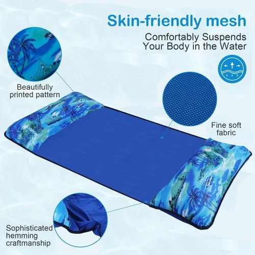 Miniatura 3 de Hamaca de piscina, hamaca de agua inflable para adultos, malla de tela flotante de hasta 300 libras resistente, flotador de lago XL con bolsa
