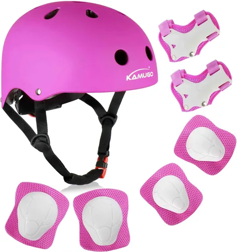 Miniatura 7 de KAMUGO - Casco de bicicleta para niños, casco para niños pequeños de 2 a 8 años, para niños y niñas, con equipo de protección deportiva, rodilleras