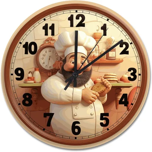 Miniatura 15 de ArogGeld Chef - Reloj de pared de cocina de madera, 10 silencioso, sin tictac, de cuarzo, funciona con pilas, para sala de estar, dormitorio