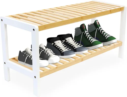 Miniatura 8 de RoyalHouse Zapatero de bambú, organizador de zapatos de 3 niveles, zapatero perfecto para sala de estar, armario, entrada, dormitorio