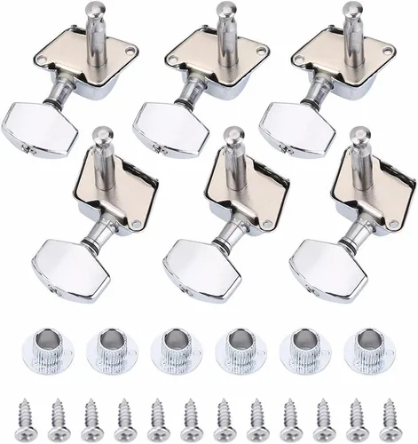 Juego de 6 clavijas de afinación para guitarra plateada, semicerradas, cabezales de máquina 3L3R, con tornillos, clavijas de afinación de guitarra