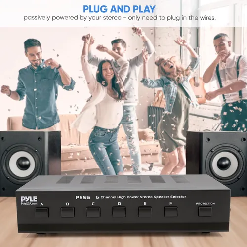 Miniatura 5 de Pyle Home Premium Nuevo y Mejorado Selector de Interruptores de Altavoces de 6 Zonas y 6 Canales, Caja de Distribución Hub para Amplificador Estéreo