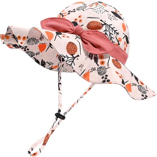 Miniatura 104 de Sombrero de sol para bebé niña con UPF 50+ sombrero de playa ajustable para exteriores con ala ancha