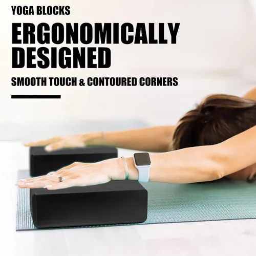 Miniatura 4 de 2 Pcs Yoga Blocks, 9"x6"x3" Foam Blocks Yoga Props for Pilates Stretching and Meditation Exercise Blocks Lightweight Yoga Essentials Negro