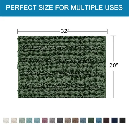 Miniatura 253 de H.VERSAILTEX Tapetes de baño antideslizantes para baño, alfombras de baño extragruesas de felpilla a rayas, tapetes de baño de 47" x 17", alfombras