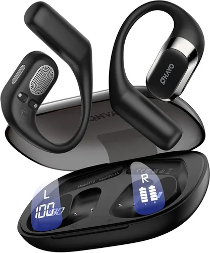 Miniatura 8 de OHAYO Auriculares de oreja abierta, auriculares con gancho ergonómico para la oreja, auriculares Bluetooth 5.4 con pantalla digital inteligente