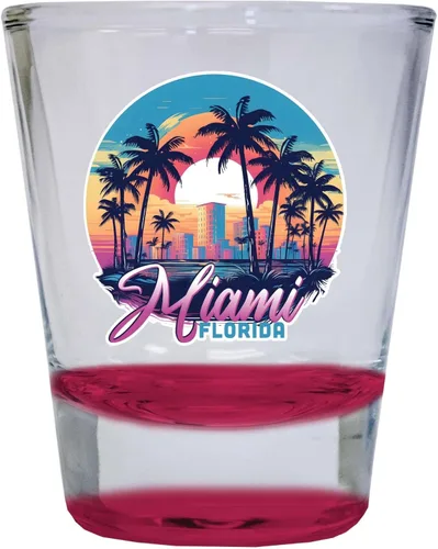 Miami Florida B Souvenir - Vaso de chupito redondo de 1.5 onzas, color rojo Rojo||Individual