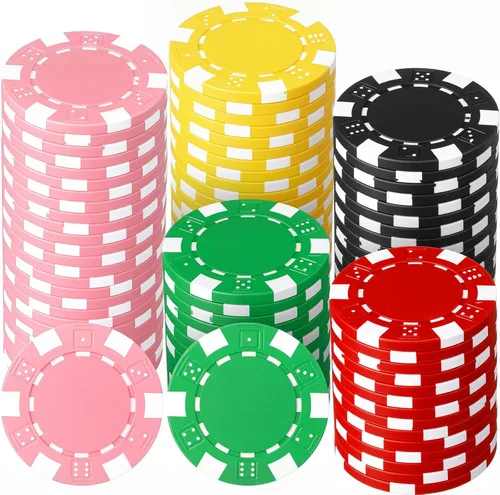 Miniatura 10 de 100 fichas de póquer de 0.41 oz ABS Monte Carlo, 0.05 oz fichas de bingo de 1.575 in, marcadores en blanco para conteo a granel para Blackjack y Rojo