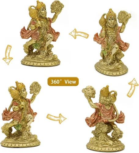 Miniatura 2 de alikiki Estatua de Hanuman volador de Dios hindú – Ídolo indio Hanuman Murti Pooja Escultura India Señor Estatuilla de Señor de la India Templo