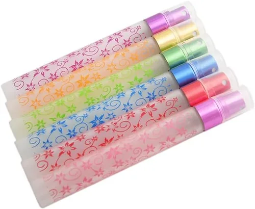 Miniatura 4 de Juego de 6 botellas de spray de perfume de vidrio de viaje vacías con estampado de flores mate de 0.3 fl oz