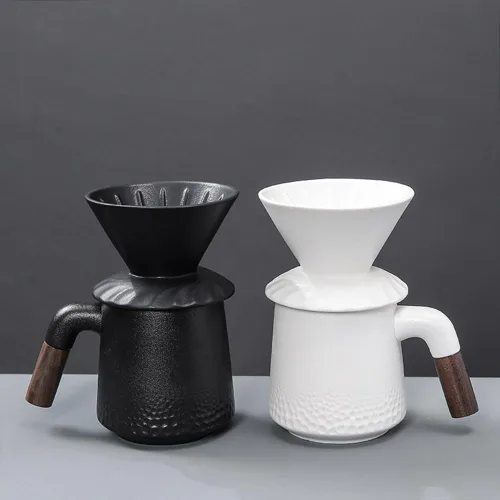 Miniatura 4 de Juego de cafetera negra hecha a mano, jarra de café de cerámica a prueba de calor ACM01B