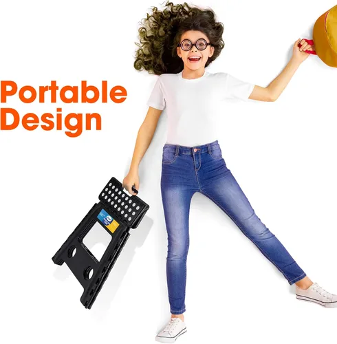 Miniatura 5 de Korpai Taburete plegable de 16 pulgadas para adultos y niños con capacidad para hasta 300 libras, taburetes plegables antideslizantes con mango