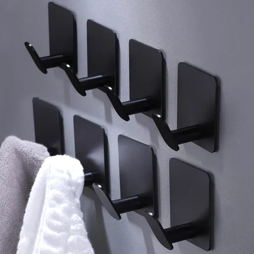 Miniatura 28 de DELITON Paquete de 4 ganchos adhesivos para toallas - Blancos, ganchos autoadhesivos resistentes para pegar en la pared, para colgar batas, abrigos