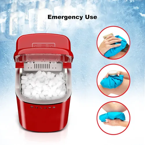 Miniatura 7 de Galanz Máquina eléctrica portátil para hacer hielo para encimera, 26 libras en 24 horas, 9 cubos en forma de bala listos en 9 minutos, 2 tamaños