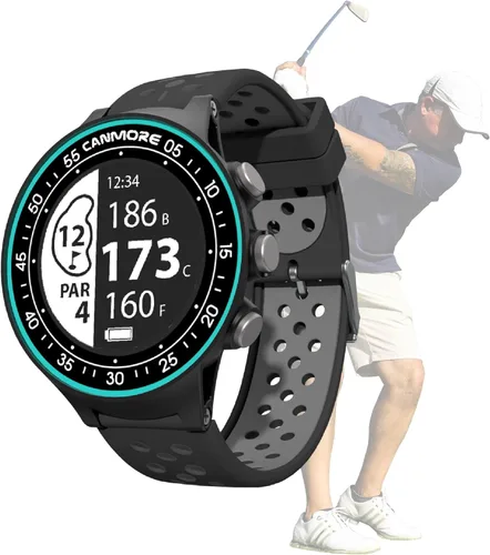 CANMORE TW411 Reloj GPS de golf con rastreador de fitness, más de 41,000 cursos mundiales precargados gratuitos, chip IC mejorado, turquesa