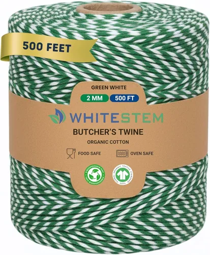 Miniatura 9 de Cordel de carnicero orgánico prémium Algodón natural de 0.047 in, 1000 pies – Apto para horno para pavo, asar carne y hornear Fuerte y versátil