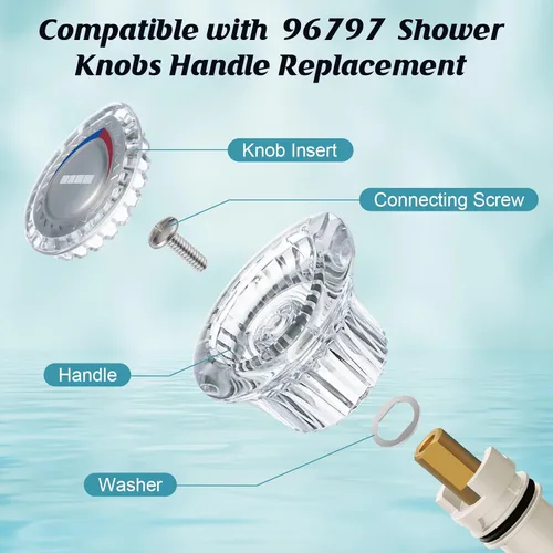 Miniatura 3 de Enhon Paquete de 2 manijas de ducha de repuesto compatibles con grifo de bañera y ducha Moen 96797, Chateau, kit de repuesto de pomo de ducha
