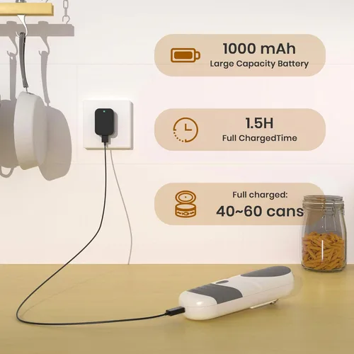 Miniatura 2 de miadore Abrelatas eléctrico para cocina, abrelatas automático recargable con hoja inclinada extraíble, operación de un solo toque, borde liso, imán