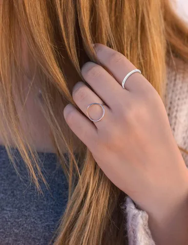 Miniatura 3 de RLMOON Anillo de plata de ley 925 para mujeres y hombres, apilable, apilable, chapado en oro blanco, anillo de compromiso, ajuste cómodo, 0.039