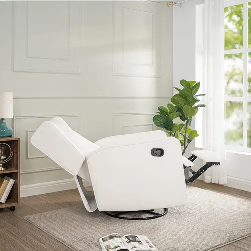 Miniatura 9 de Naomi Home Silla reclinable giratoria para adultos y ancianos, cómoda sala de estar reclinable con giro de 360°, reclinable manual con reposapiés
