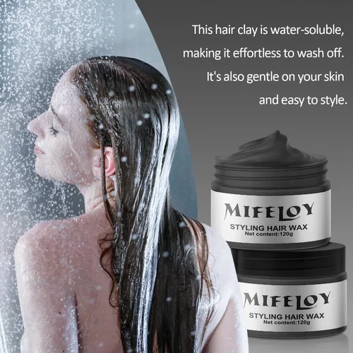 Miniatura 3 de Cera temporal negra para el cabello, tinte en crema para peinado natural instantáneo, pomadas lavables para hombres, niñas, mujeres, jóvenes, barro