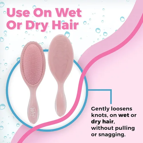 Miniatura 4 de Wet Brush Cepillo desenredante original, mármol natural, rosa polvorienta, peine para mujeres, hombres y niños, húmedo o seco, cabello natural