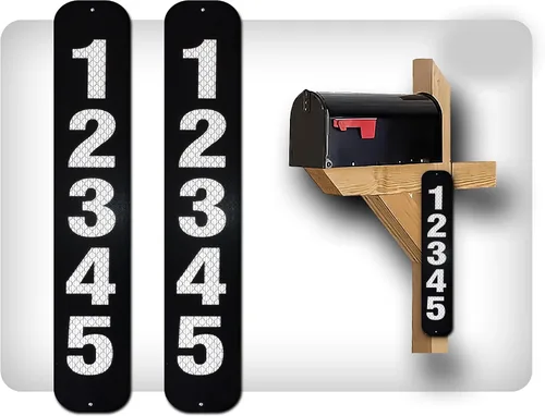 Miniatura 20 de Curb N Sign - Placas de números para buzón – 3 x 10 pulgadas hechas de aluminio reflectante de alta calidad – Números de buzón súper reflectantes