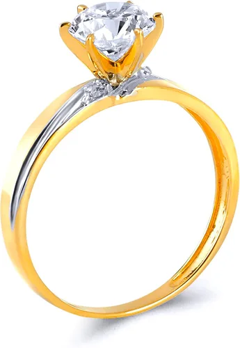 Miniatura 3 de Anillo de compromiso de oro amarillo de 14 quilates y alianza de boda para mujer.