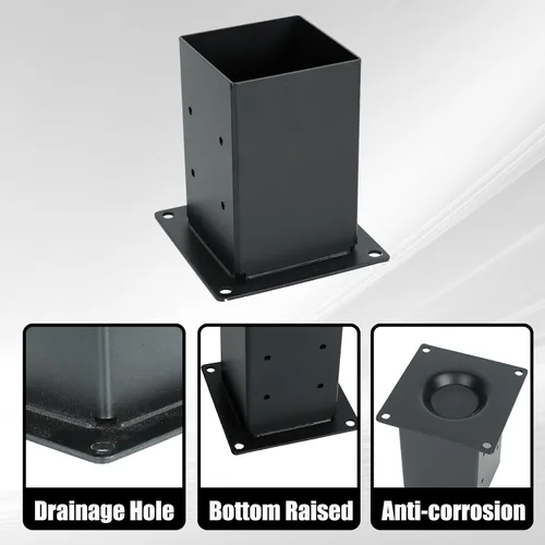 Miniatura 4 de Soportes para pérgola, kit resistente de 4 vías para pérgola y base de poste para madera de 4 x 4 (real 3.5 x 3.5 pulgadas), para cenadores