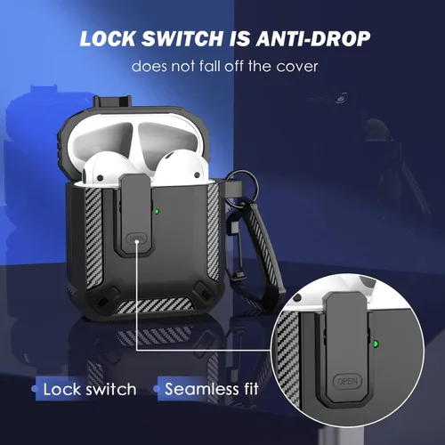 Miniatura 2 de RFUNGUANGO Funda para AirPod de 2ª generación con kit de limpieza, armadura protectora de carcasa dura militar con bloqueo para funda de carga