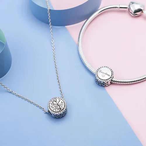 Miniatura 4 de LUXILLA Abalorio de plata de ley 925 para madre, hija, abuela, para familia, amor, madre, hija, abuela, para pulseras, collares, dijes, joyas