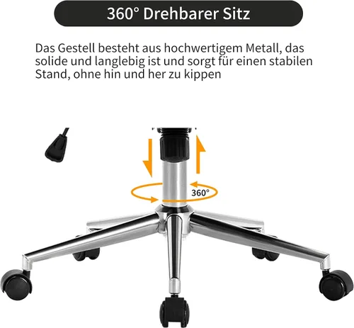 Miniatura 4 de Duhome - Silla de oficina en casa de terciopelo con ruedas, silla giratoria con respaldo, silla tapizada ajustable para computadora sin brazos