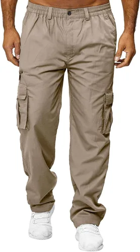 Miniatura 2 de THWEI Pantalones cargo para hombre, estilo casual, de algodón, con múltiples bolsillos, para senderismo, trabajo