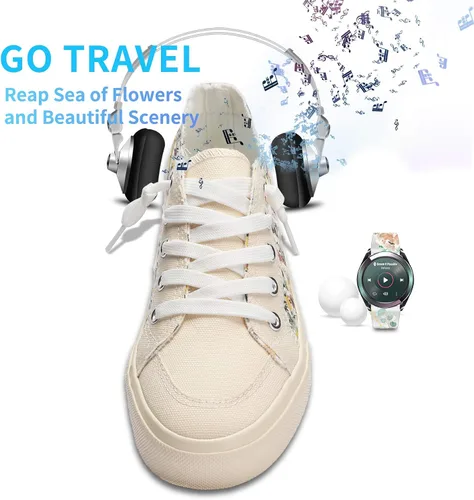 Miniatura 6 de Obtaom Play - Tenis de lona para mujer, color blanco deslavado y estampado de leopardo, sin cordones, a la moda