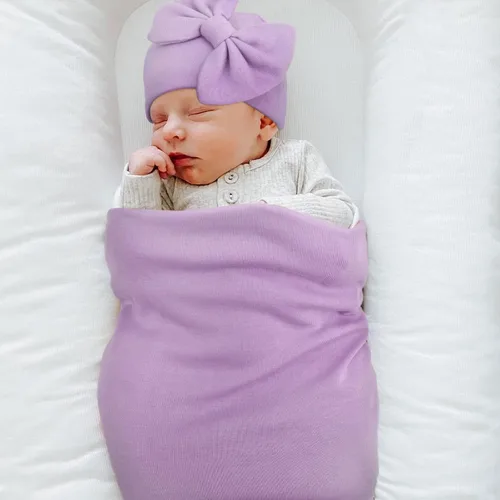 Miniatura 5 de AQOKKA Manta de Recepción para Recién Nacido con Gorro de Lazo Mitones Juego de Tarjetas de Madera para Recién Nacidos Niños Pequeños Bebé Niño Niña