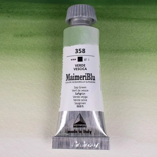 Miniatura 2 de Maimeri Blu - Pintura de acuarela profesional PG17 de un solo pigmento (0.4 fl oz), color verde savia PG17, tubo de pintura de acuarela transparente