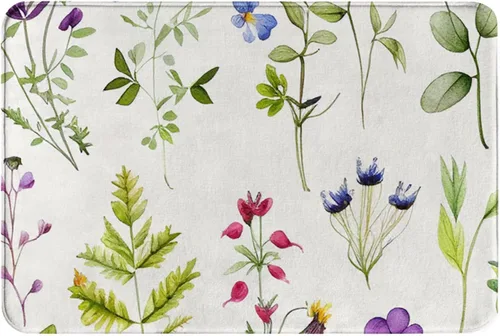Miniatura 9 de OOZ Tapetes de franela suaves antideslizantes para cocina, alfombra de baño para baño, dormitorio, aguacates y flores, hojas florales, tapete