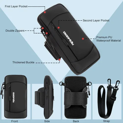 Miniatura 2 de Soporte para teléfono y bolsa cruzada para teléfono para correr, correa para el brazo para teléfono para correr y caminar, bolsa impermeable