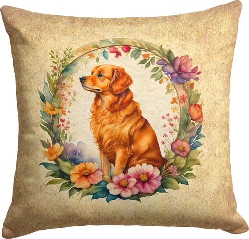 Miniatura 138 de Caroline's Treasures DAC2072PW1414 Affenpinscher and Flowers - Almohada decorativa de tela, lavable a máquina, para interiores y exteriores