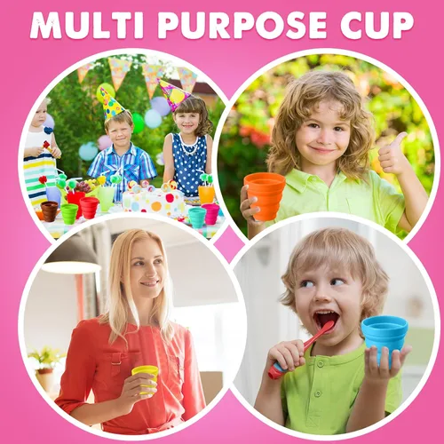 Miniatura 4 de Umigy Vaso plegable de silicona sin tapas, vaso plegable portátil de viaje, colorido, reutilizable, plegable, vaso expandible para niños que viajan