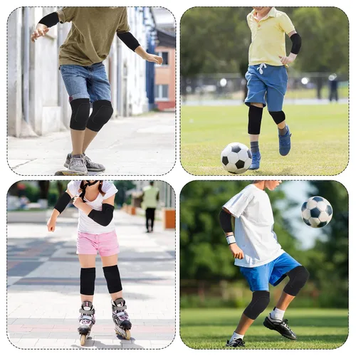Miniatura 7 de obmwang Set de rodilleras de voleibol y coderas de voleibol para niños, jóvenes, voleibol, yoga, baile, fútbol, baloncesto, correr, pequeño