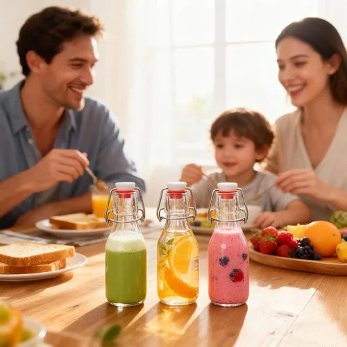 Miniatura 6 de Paquete de 12 botellas de vidrio con tapa abatible de 4 onzas con tapas herméticas, botellas de vidrio con tapa abatible para elaboración casera