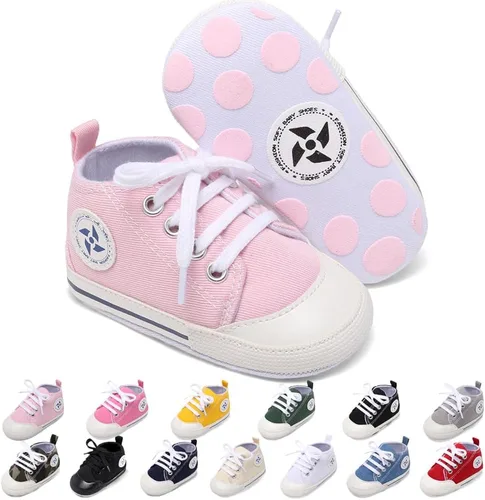 Miniatura 15 de Zapatos deportivos de lona de lona para bebés y niñas, suela antideslizante suave, suela antideslizante