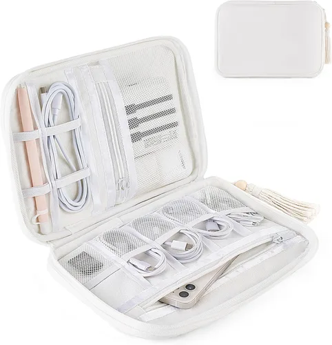 Miniatura 7 de Mkono Organizador de artículos electrónicos, organizador de cables de viaje, bolsa de algodón, accesorios portátiles todo en uno, estuche