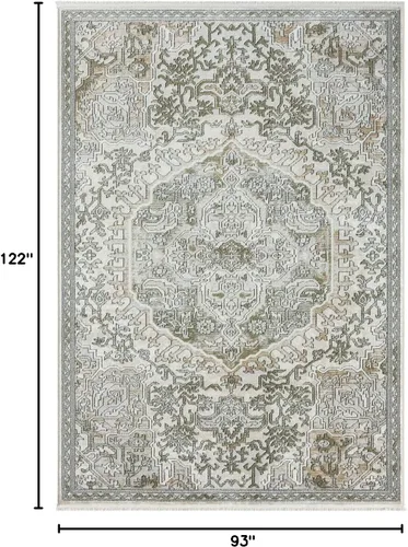 Miniatura 2 de Abani Savoy Collection - Alfombra de área, diseño vintage beige/verde, 7 pies 9 pulgadas x 10 pies 2 pulgadas, fácil de limpiar, duradera para niños