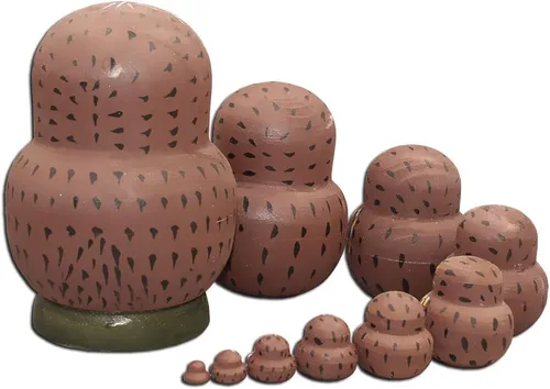 Miniatura 3 de Moonmo Juego de muñecas de anidación rusas hechas a mano con búho marrón, 10 uds