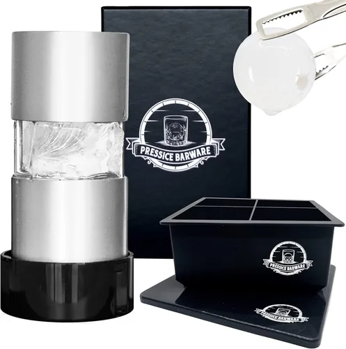 Prensa de bolas de hielo, prensa de hielo de aluminio para regalo del día del padre, crea esferas grandes sin esfuerzo, incluye bandeja de hielo,