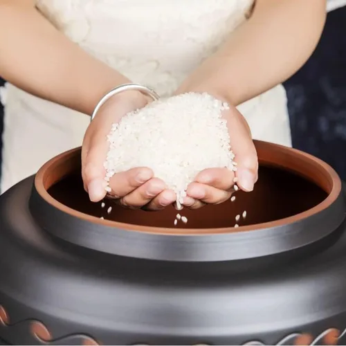 Miniatura 3 de DXYLFFF Dispensador de granos de 55.1 lbs, cilindro de arroz de cerámica con tapa, almacenamiento hermético de alimentos a granel, organización