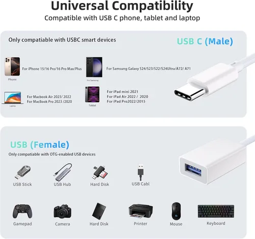 Miniatura 7 de ZVGMOOE Adaptador USB C a USB 3.0, paquete de 2 unidades, USB C macho a USB hembra OTG cable Thunderbolt3 a USB adaptador compatible con MacBook