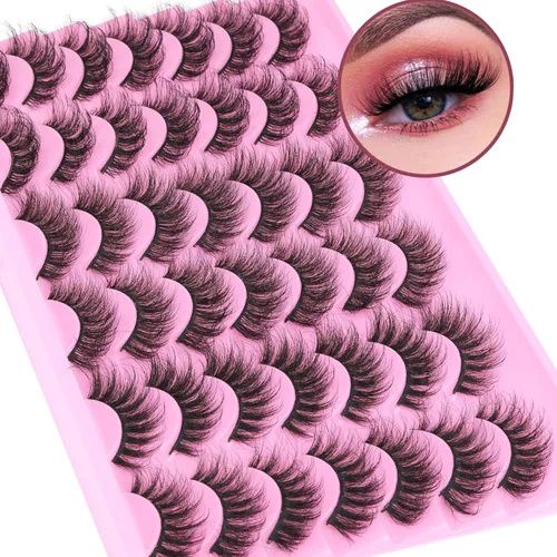 TNFVLONEINS - Pestañas postizas de visón natural, pestañas esponjosas Wispy, pestañas de gata de aspecto natural, extensión 5D, pestañas postizas de